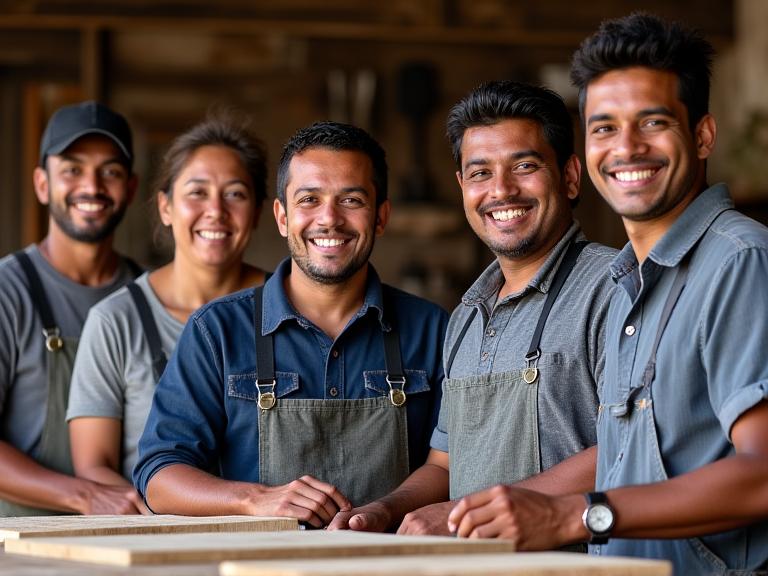 Equipo de artesanos expertos